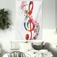 thumbnail image 3 of Music Tapestry, Artwork with Musical Notes Rhythm Song Ornamental in Vibrant Colors Fantasy Theme, Wall Hanging for Bedroom Living Room Dorm Decor, 60W X 80L Inches, Multicolor, by Ambesonne, 3 of 5