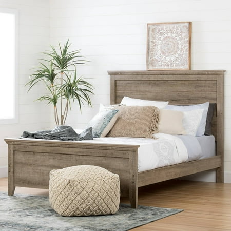 Oak Finish Queen Bed - South Shore Lionel Queen Platform Bed Set (60