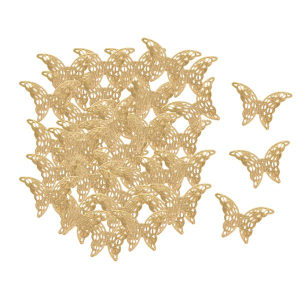 40 Uds., Rebanada de Mariposa de Metal Ahuecada, Fabricación de Bricolaje, Accesorios para Manualidades, Suministros para Joyas - dorado Macarena Colgante de los encantos de filigrana