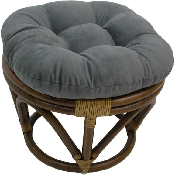 International Caravan Furniture Piece Rattan Ottoman with Micro Suede Cushion