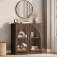 thumbnail image 5 of Aufeile Sideboard Buffet Cabinet with Arched Glass Doors, 30" Modern Accent China Cabinet with Adjustable Shelf for Dining Room, Entryway, Walnut, 5 of 9