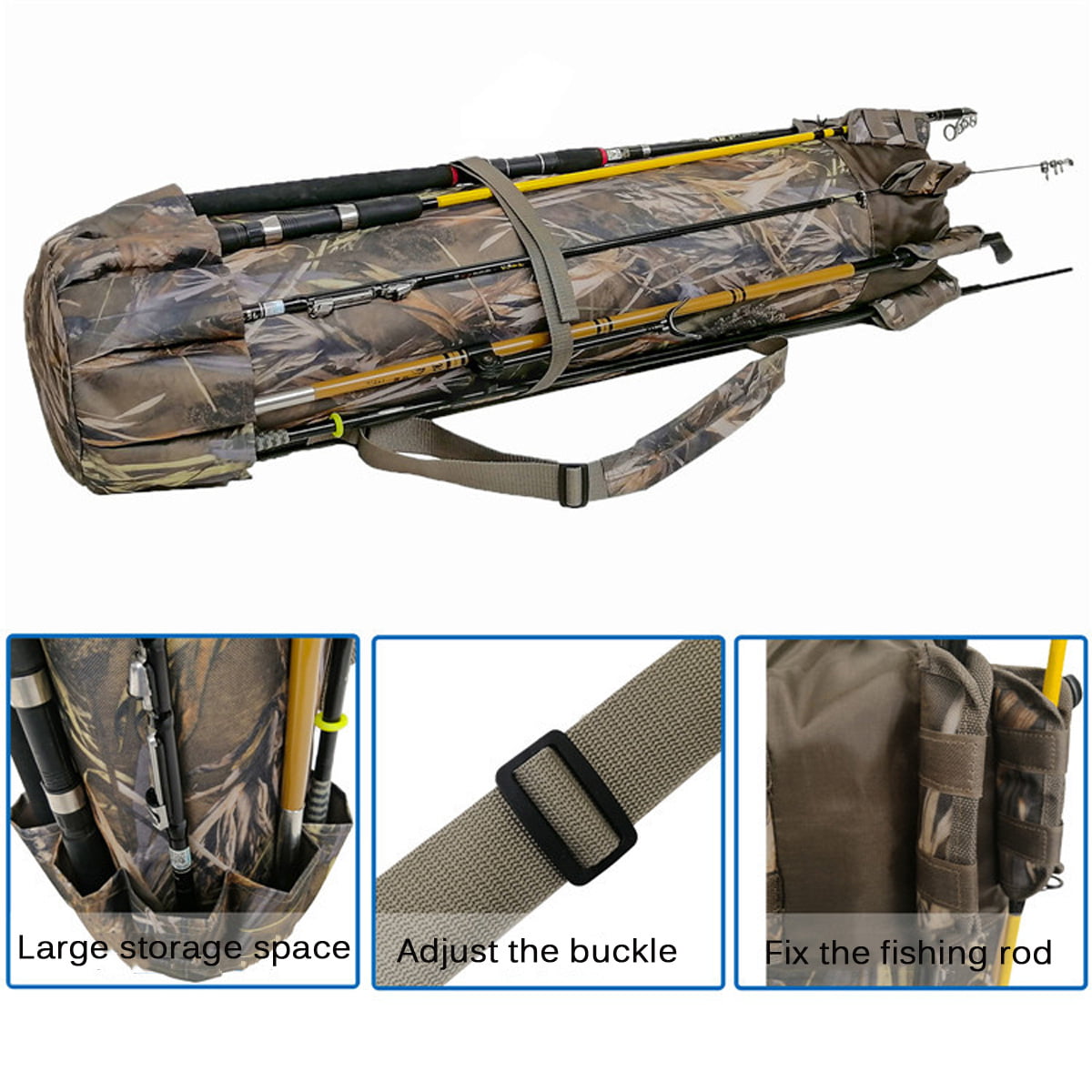 Fishing Tackle Bag Gift for Family Father Friends Fishing Rod /& Reel Organizer Bag Travel Carry Case Bag- Holds 5 Poles /& Tackle culpeo Fishing Bag