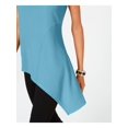 thumbnail image 3 of ALFANI Womens Light Blue Asymmetrical Sleeveless Tank Top Petites Size: PM, 3 of 3