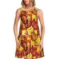 thumbnail image 1 of Balery Autumn Mosaic Maple Leaves Vestidos de verano para mujer con estampado: vestido holgado sin mangas, vestido playero informal y cómodo para días calurosos., 1 of 7