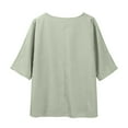thumbnail image 3 of Womens Tops Loose Button Shirt Top Stand Solid Color Sleeve Collar Casual Shirt Cotton And Linen Slim Elegant With Side Splits Waist Festivals Package Size 30X25X1Cm 4Xl Shirts for Women, 3 of 9