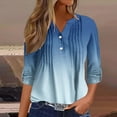thumbnail image 2 of FamilyThread Womens V Neck Puff Long Sleeve Button Down Tunic Pleated Blouses Fall Tops Ruffle Cuffs Dressy Casual T-Shirts, 2 of 5