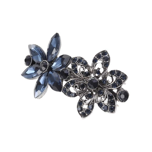 LEORX Elegant Blue Rhinestone Hair Clips for Decoration Alloy and Rhinestone with Strong Construction 2 Count