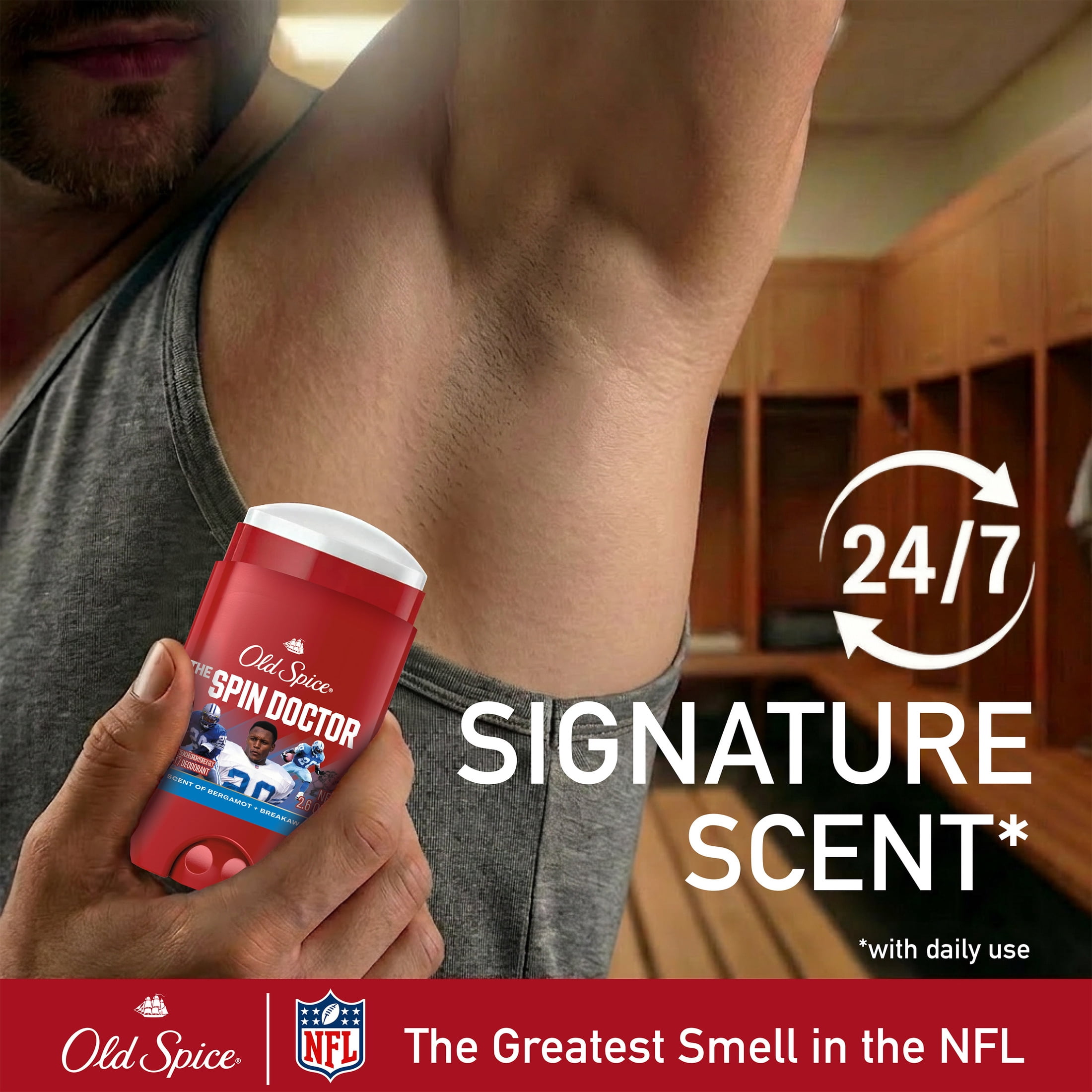Old Spice Deodorant for Men, Antiperspirant, NFL Collection, Barry Sanders, Scent of Bergamot + Breakaways, 2.6 oz