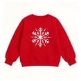 thumbnail image 5 of fnnxnal Long Sleeve Girls Red Snowflake Print Oversized Crew Neck Sweatshirt Cotton,Size 3-4T, 5 of 5