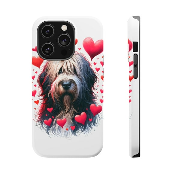DistinctInk Tough Case for Apple iPhone 14 Pro MAX (6.7" Screen), Compatible with MagSafe Charging - Valentine's Day Briard