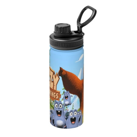 

Grizzy And The Lemmings 18oz Insulated Water Bottle with Handle Stainless Steel Water Bottles with Wide Mouth Double Wall Vacuum Sports Water Bottle