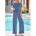 thumbnail image 2 of PRETTYGARDEN Women's Summer 2 Piece Matching Lounge Sets Short Sleeve Shirts Tops Wide Leg Pants Travel Airport Outfits, 2 of 7