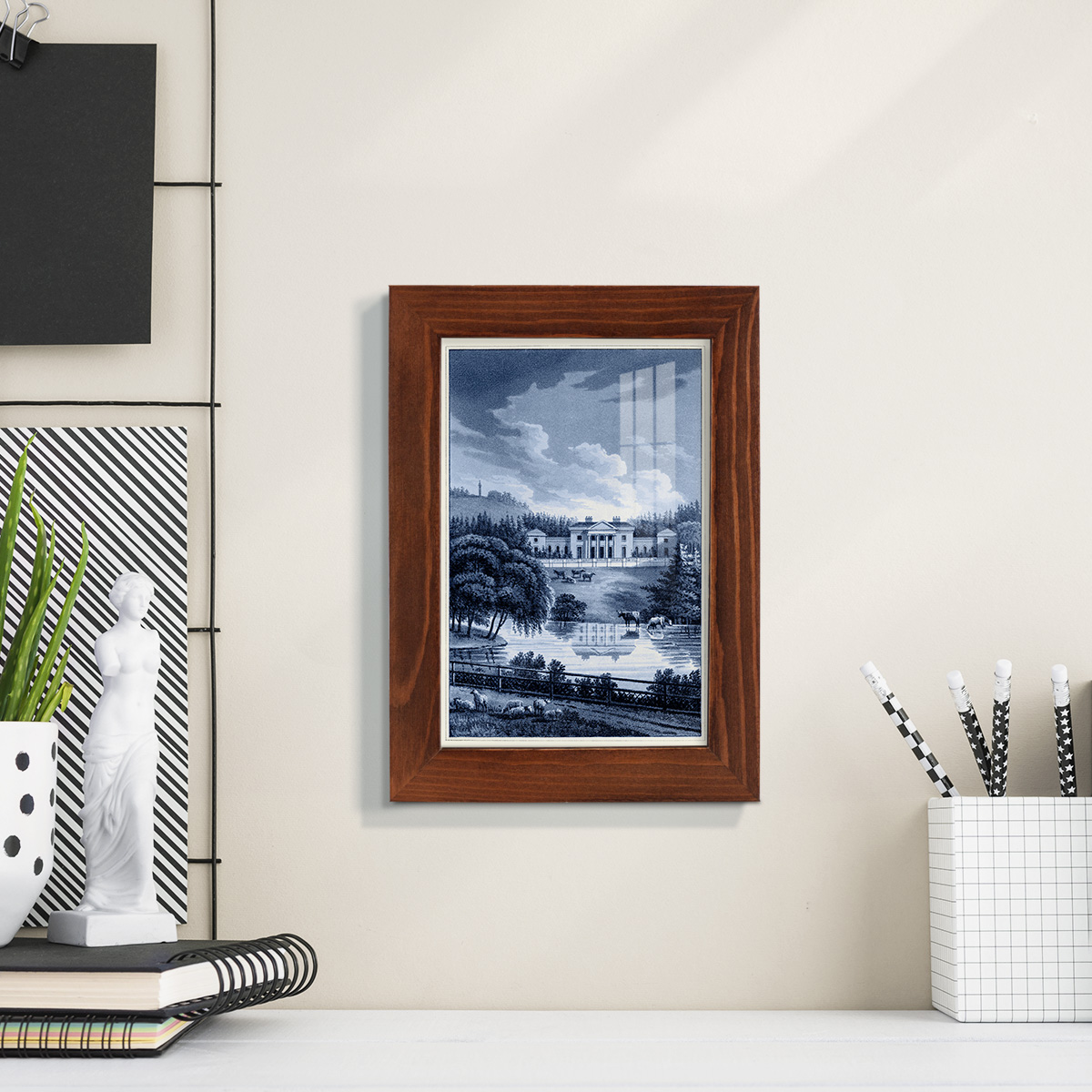 Estate View I -Framed Print w/glass-Chestnut