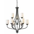 thumbnail image 1 of 9 Light Chandelier Olde Bronze Steel  Glass, 1 of 1
