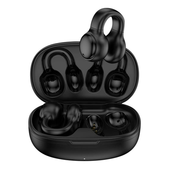 Wovilon Clip-On Type Bone Conduction Bluetooth Earbuds With Charging Box Earphone Long Endurance Touch Support Earphone Digital Energy Display Charging Case Earbuds For Music Game Low Latency Earphone