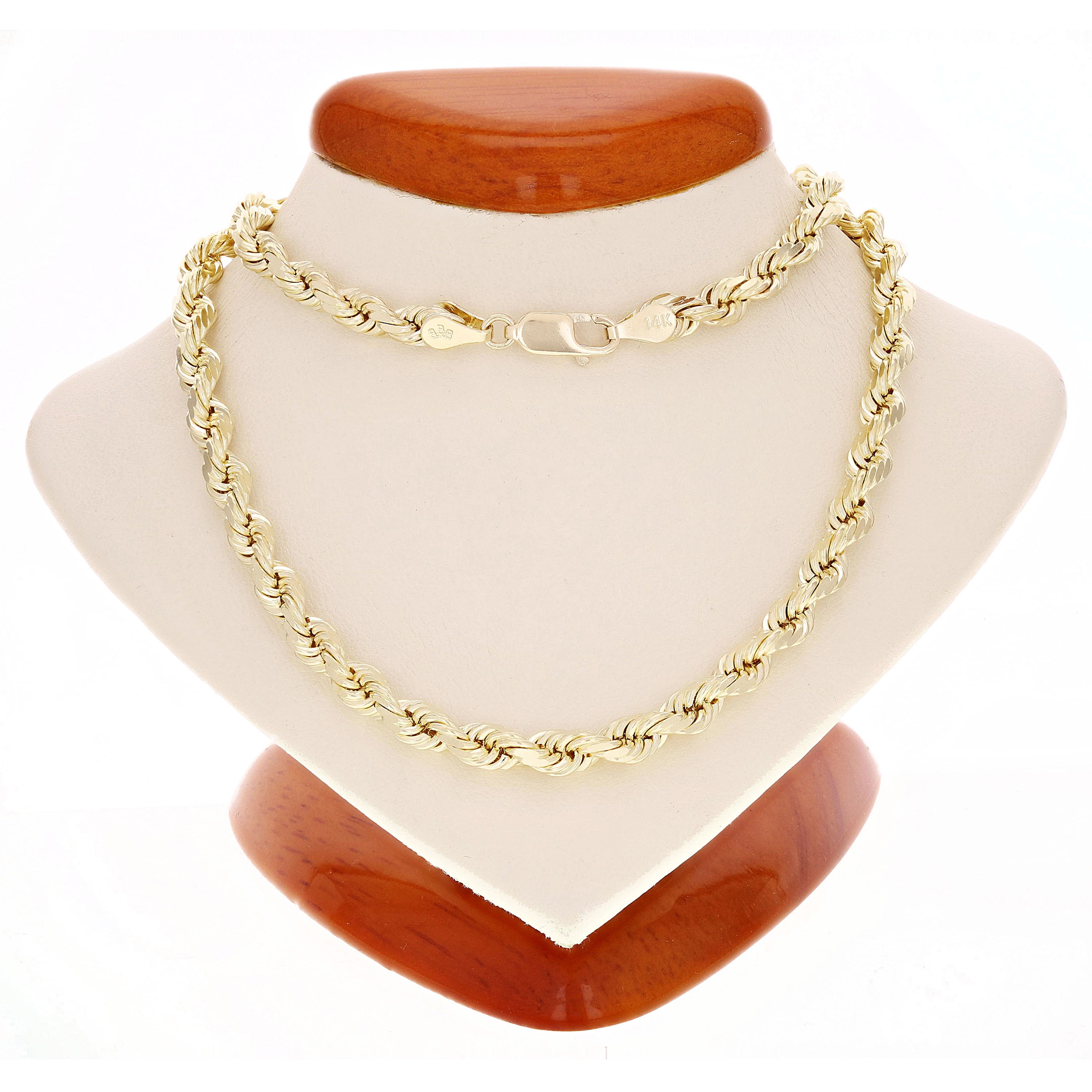 14k Yellow Gold Solid Diamond Cut Rope Chain Necklace 28" 6mm - 28"