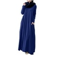 thumbnail image 4 of Women's Plus Size Casual Dress Solid Color Long Sleeve Winter Fall Basic Casual Maxi Long Dress Daily Vacation Dress Blue, 4 of 6