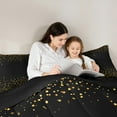 thumbnail image 4 of jejeloiu Glitter Print Bedding Comforter Set 7pcs,Minimalist Desgin Queen Bedding Sets,Gold BlackQueen Sheet Sets For Girls,Breathable Bedroom Decor Reversible, 4 of 8