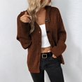 thumbnail image 4 of WENWU Women's Solid Color Hooded Sweater Autumn Winter Drawstring Knit Cardigan Outerwear Button Cardigan with Pockets Long Lightweight Cardigans for Women, 4 of 9