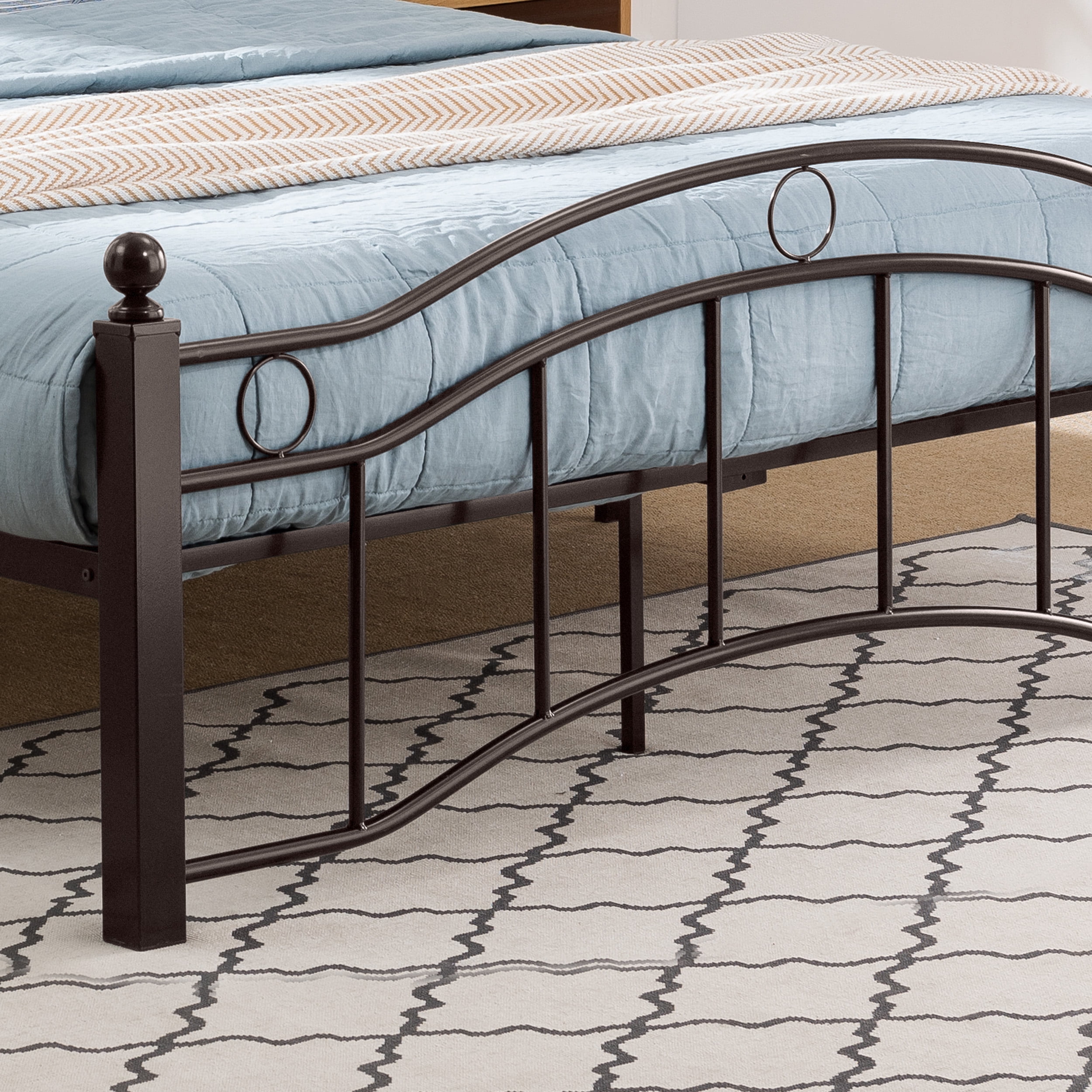 Noble House Yarel Contemporary Iron King Bed Frame, Hammered Copper