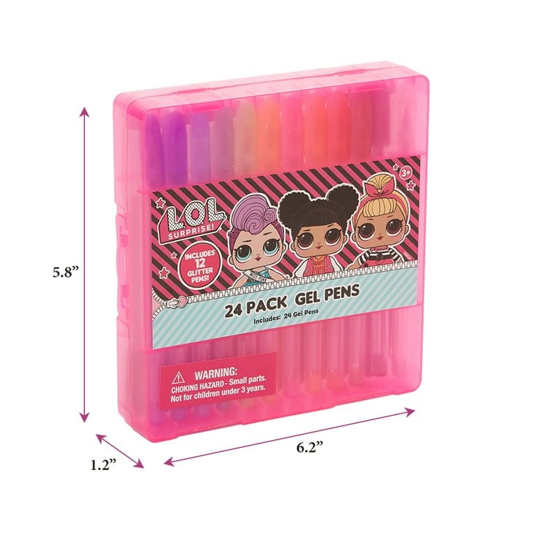 LOL Surprise Dolls Gel Pens Girls Colored and Glitter Pens with Storage  Case 24 Pack 