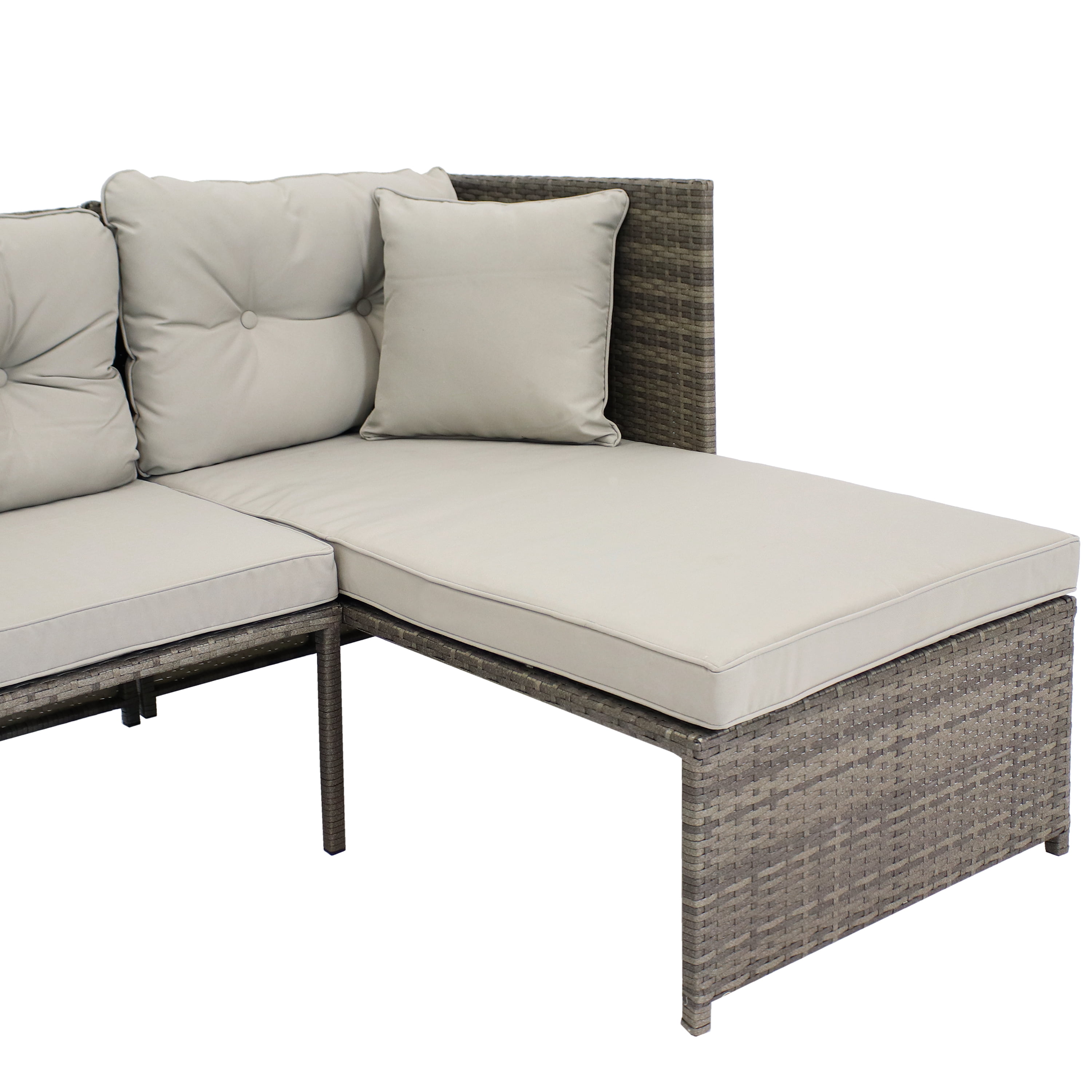 Sunnydaze Longford Outdoor Patio Sectional Sofa Set with Cushions - Stone Gray - image 5 of 12