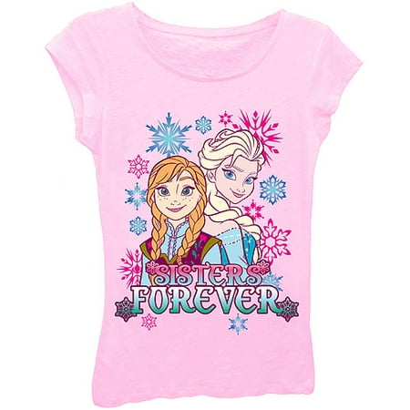 Disney Frozen Anna And Elsa Sister Forever Short Sleeve Pink T Shirt ...