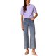 thumbnail image 2 of BLUSA DE BOTONES CON COLLAR PETER PAN Y VOLANTES DE GINGHAM PARA MUJERES INSPIRE CHIC TAMAÑO XS LILA CLARO, 2 of 6