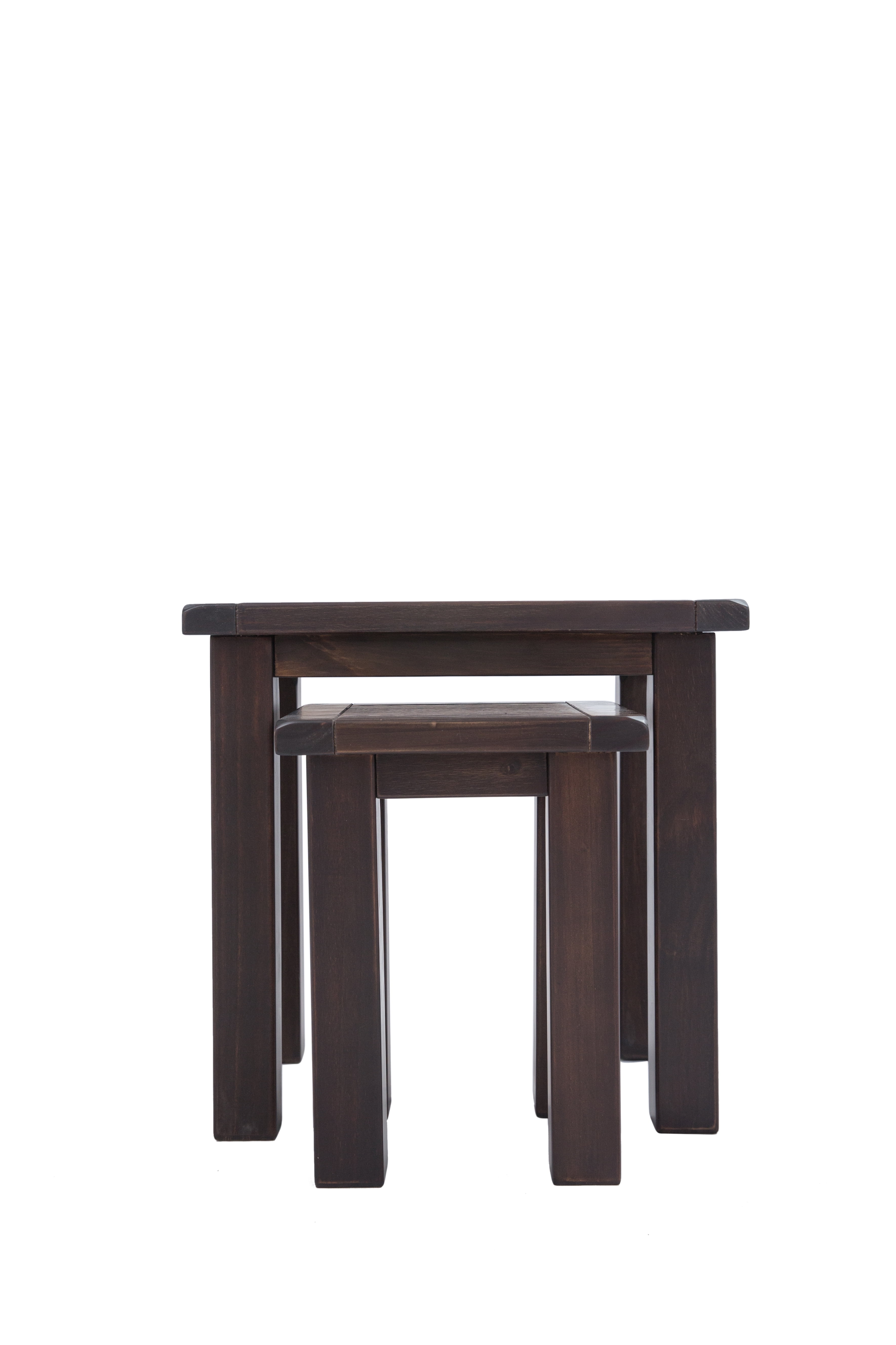 Greener Valley Nesting Tables Contemporary Storage Solid Wood End Table, Dark Brown (Set of 2)