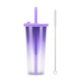 thumbnail image 1 of Boba Cup With Straw Smoothie Drinks Gradient Multicolor 23.5oz Double Layer With Cleaning Brush, 1 of 8