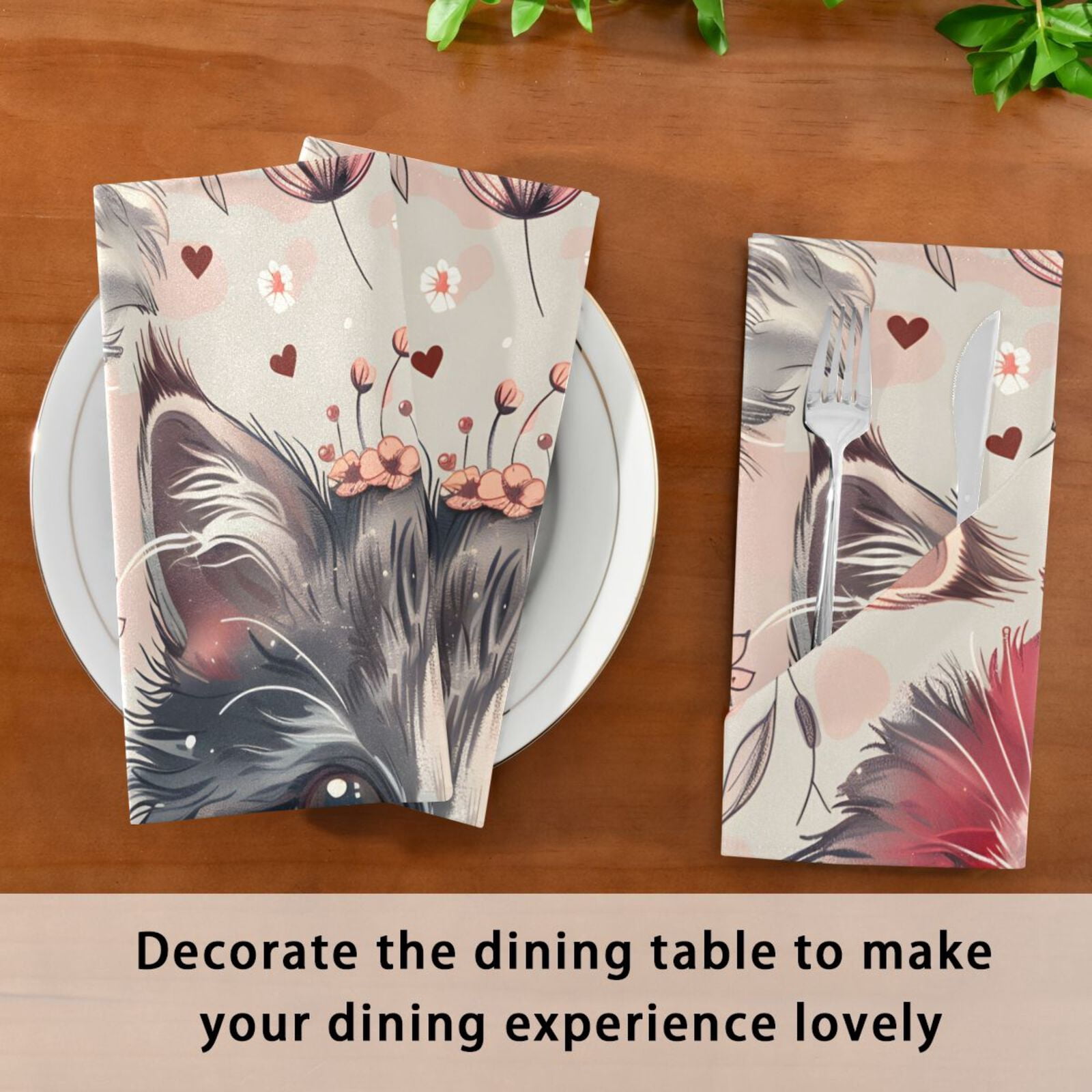 JSTEL Cute Cat Kitten Vintage Cloth Napkins Set of 6, 20x20 Inch Washable and Reusable Napkin for Decoupage Dinner Party Everyday Use