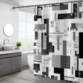 thumbnail image 5 of Black and White Shower Curtain, Modern Black Grey Geometric Pattern Bathroom Curtain for Bathtub Decor Waterproof Fabric Machine Washable with 12 Hooks, 5 of 6