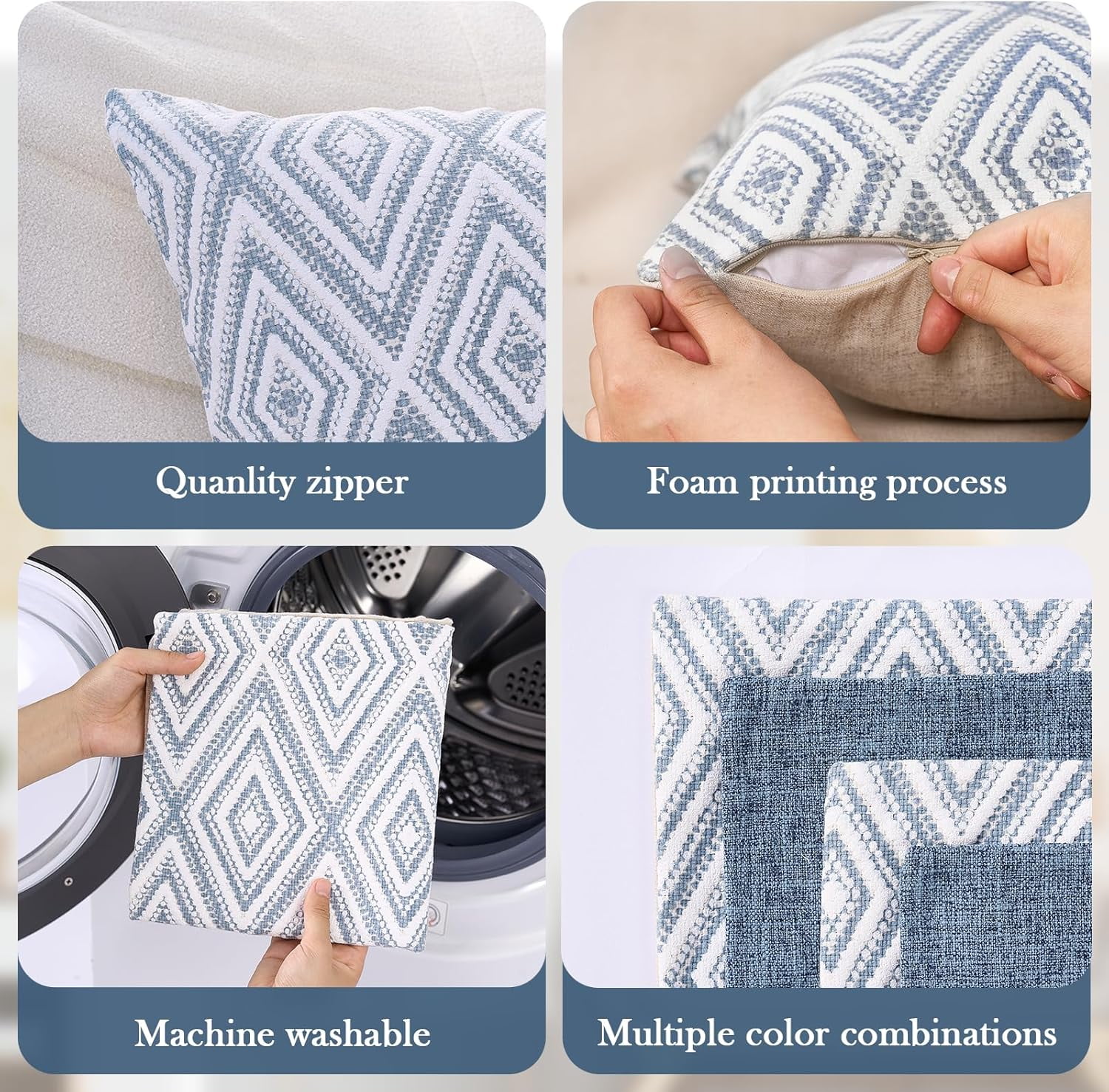 Wehilion Decorative Throw Pillow Covers Set of 2/4 Couch Pillows Linen Cushion Cover for Couch Sofa Living Room, 18"x18" inch