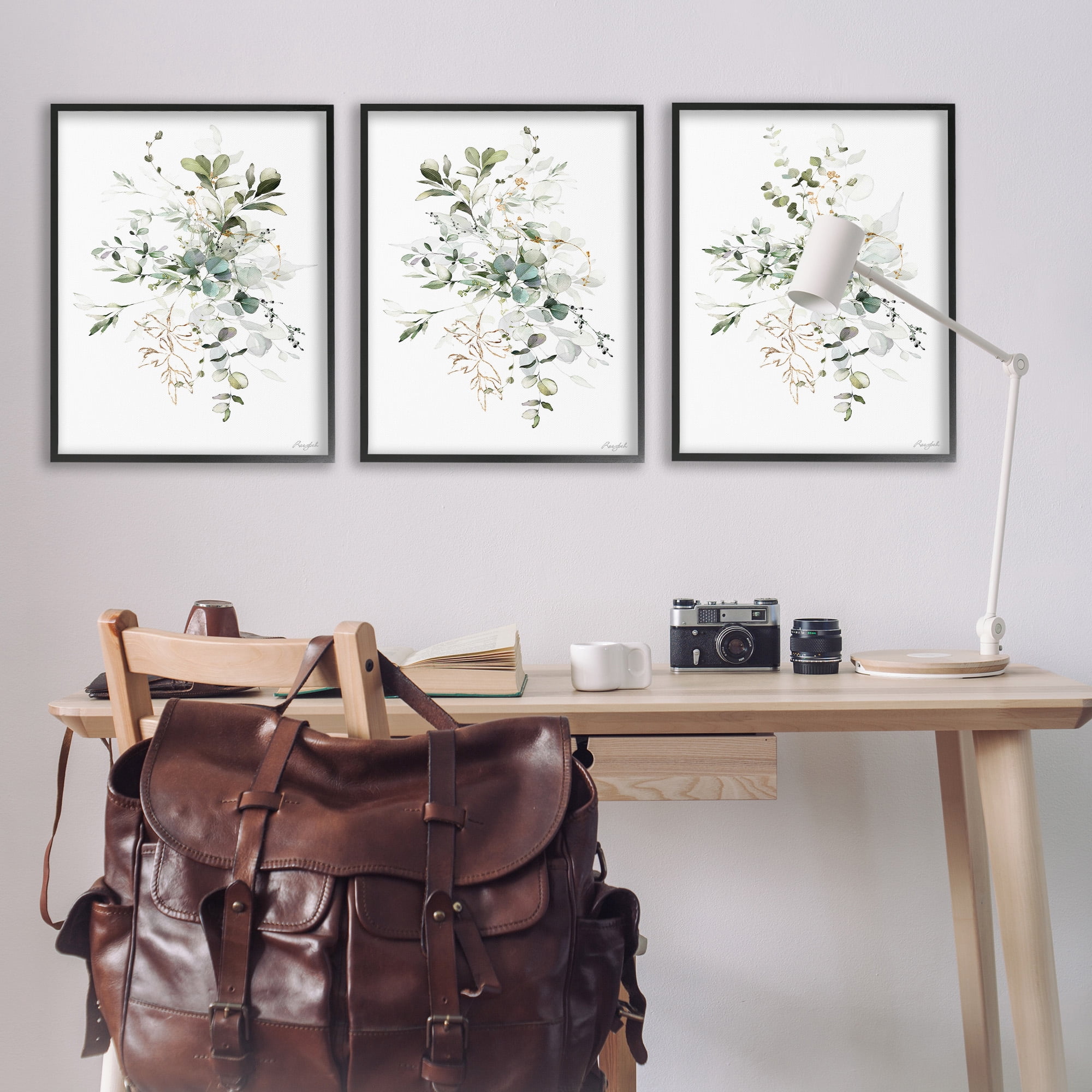 Stupell Industries Herbal Botanicals Pattern Botanical & Floral Painting Black Framed Art Print Wall Art, 24 x 30, Set of 3