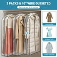 thumbnail image 6 of DAKOMM 60'' Hanging Garment Bag 3-Pack, 10'' PEVA Suit Bags for Closet Storage, Garment Bags for Hanging Clothes, Garment Covers with Side Zipper for Gowns & Long Fur Coats & Dresses, 6 of 7