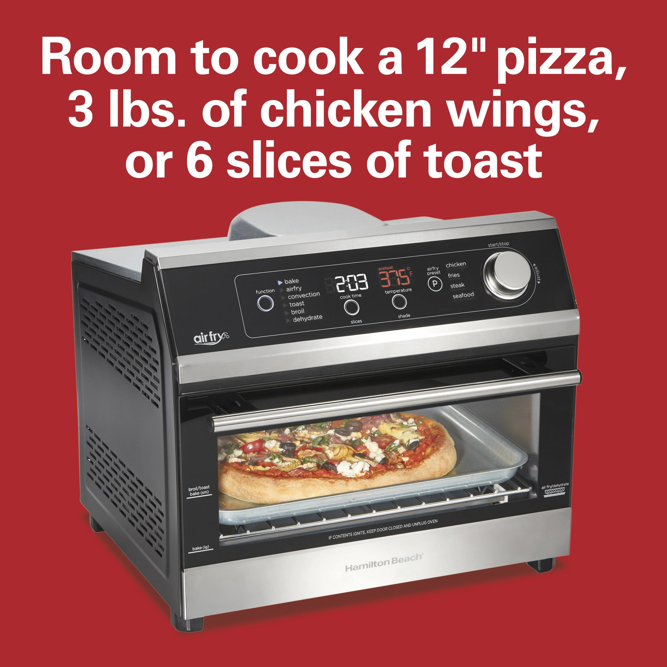 Hamilton Beach Digital Air Fryer Toaster Oven Combo, 10 Ways to Cook, 4 Preset Functions, 1800 Watts, Stainless Steel