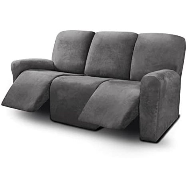 Leoes 8Pieces Recliner Sofa Covers Velvet Stretch Reclining Couch