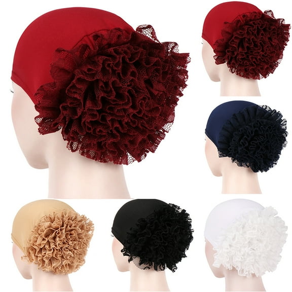 Travelwant Women Flower Elastic Turban Beanie Women Flower Elastic Head Wrap Chemo Cap Hat