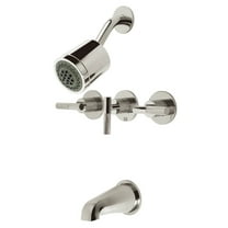 Kingston Brass KBX8136KNL Convergent Triple-Handle Tub and Shower Faucet with Knurled Handle, Polished Nickel