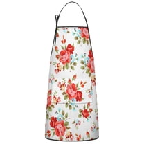 Pioneer Flower Floral Print Pattern Apron-Garden Aprons for Women with Pockets-Cotton Linen Waterproof Kitchen Cooking Gardening Aprons Adjustable for Kitchen,Cooking,BBQ and Salon 33x27 Inch