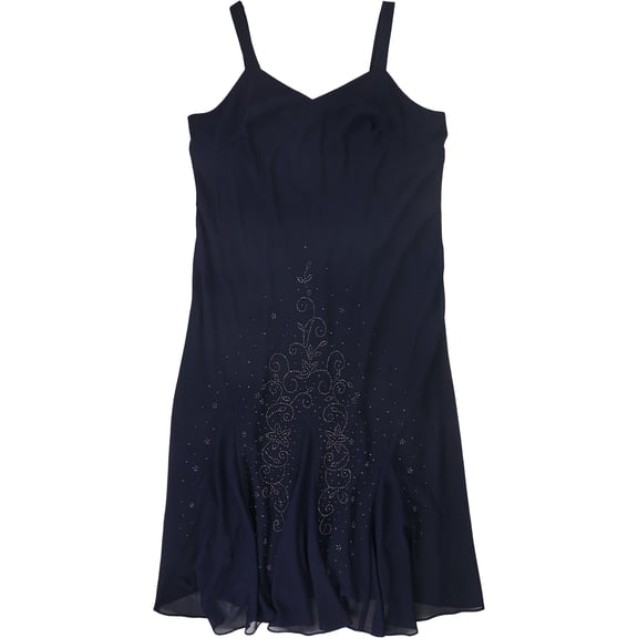 R & M Richards Womens Beaded Gown Dress, Blue, Plus Size, 24W