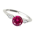 thumbnail image 3 of Mauli Jewels Rings for Women 0.85 Carat Diamond And Created Ruby Ring 4-prong 14K White Gold, 3 of 7