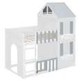 thumbnail image 4 of Twin over Twin House-Shaped Bunk Bed with Roof and Window, Kids/Teens Playful Designed Bed Frame with Fence and LED Light, 4 of 12