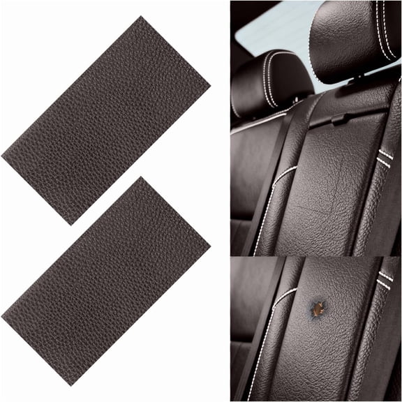 2 count 8x4 Inch PU Leather Patch for Seat Repair,Self-Adhesive Leather Repair Patch Tape Vinyl Repairs Kit,Portable Leathers Repairs Kit (Dark Brown)