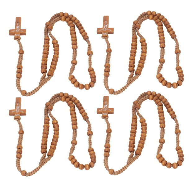 Cuentas De Rosario De Madera Hechas A Mano Rosario Anudado Collar De Rosario Católico Para Hombres Mujeres Niños Con Cuerda Resistente Y Gruesas Cuentas De Madera Regalos