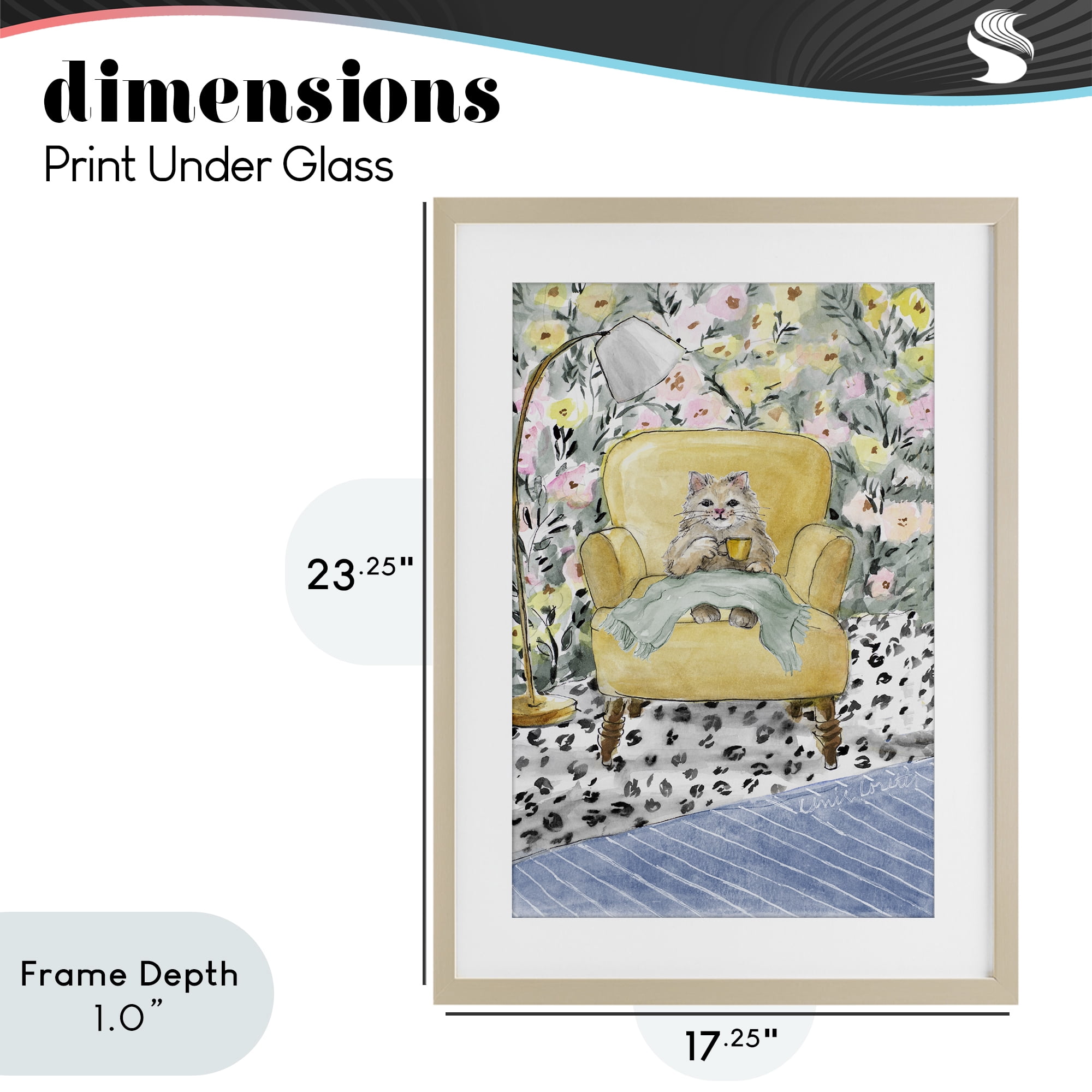 Stupell Industries Cozy Cat Relaxing Birch Framed Print Under Glass, design by Lanie Loreth
