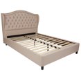 thumbnail image 1 of Lit plateforme Valencia double touffeté en tissu beige, 1 of 3