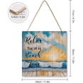 thumbnail image 2 of Sunrise Beach Wave Relax You're on Beach Time Wooden Sign MDF Hanging Wood Plaques for Office Bedroom Living Room Home Art Funny Bathroom Decor 12x12 Inch, 2 of 8