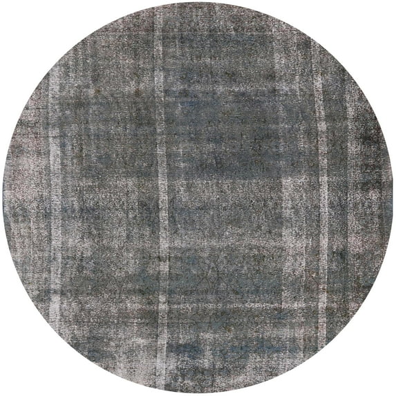 Ahgly Company Machine Washable Indoor Round Industrial Modern Gray Area Rugs, 6' Round