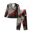 thumbnail image 1 of Kdxio Ensemble de Pyjama à Capuche Rouge Foncé pour Femmes, 2 Pcs, Manches Longues, Grande Taille, avec Poches-Petit, 1 of 7